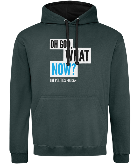 Oh God What Now? – Logo Blue on Grey/Black – Hoodie